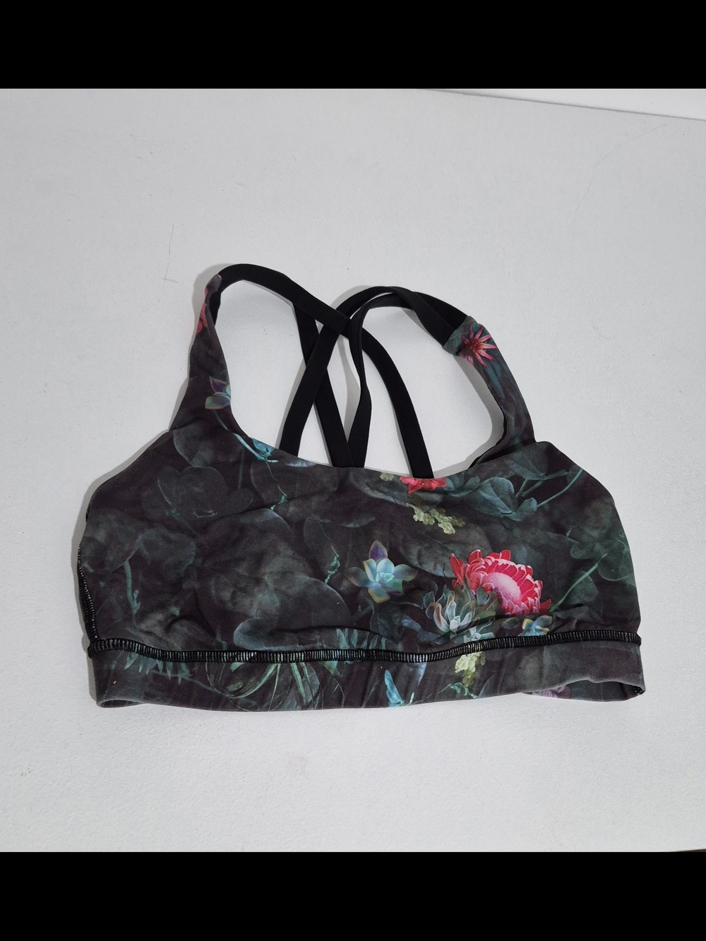Lululemon Floral Strappy Sports Bralette - Black & Pink